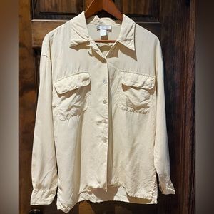 Vintage Cream 100% Silk Blouse, Size M